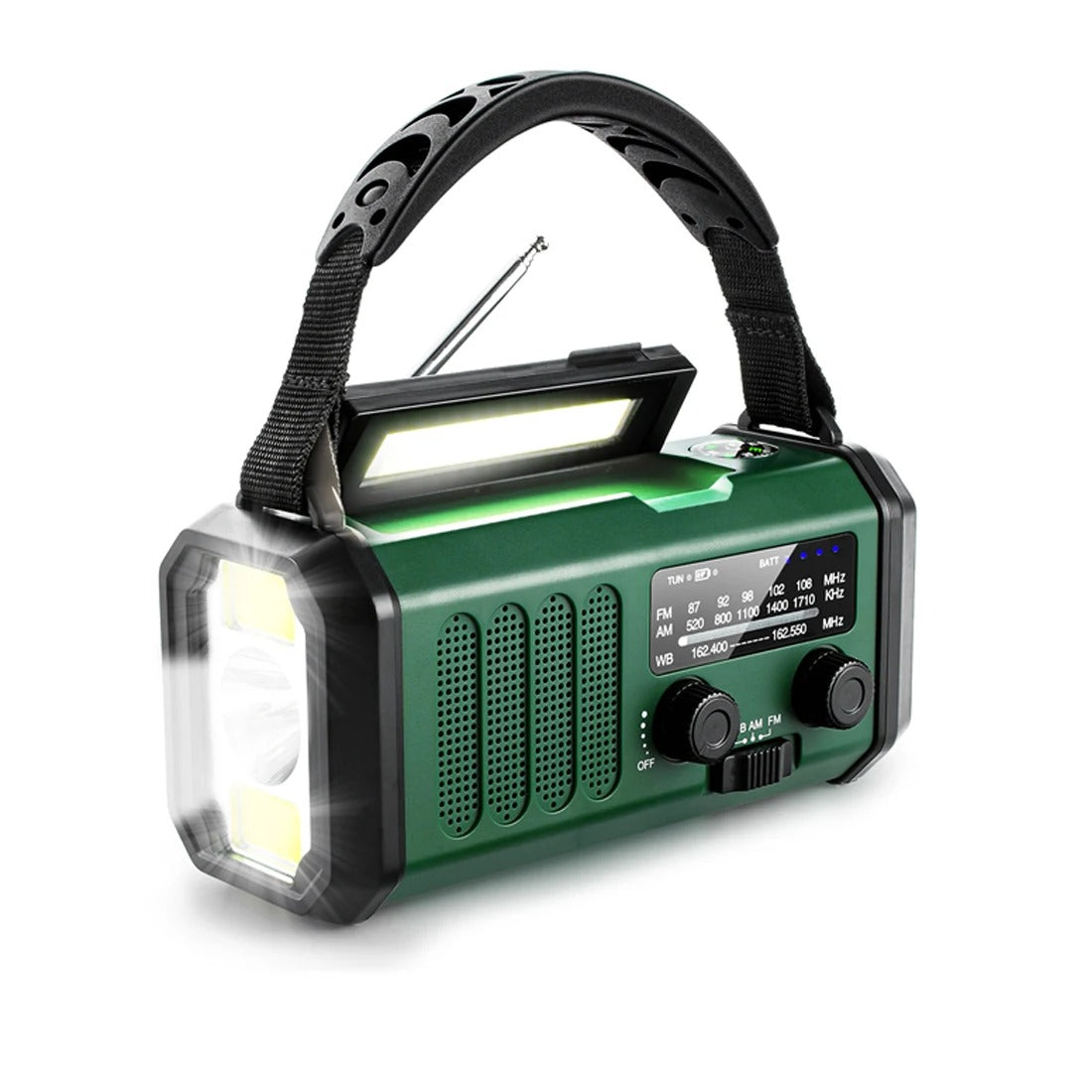Woopker Emergency Radio E30 - 10000mAh Zonne- en Hand Crank Radio met FM/AM/NOAA, LED Zaklamp & Powerbank
