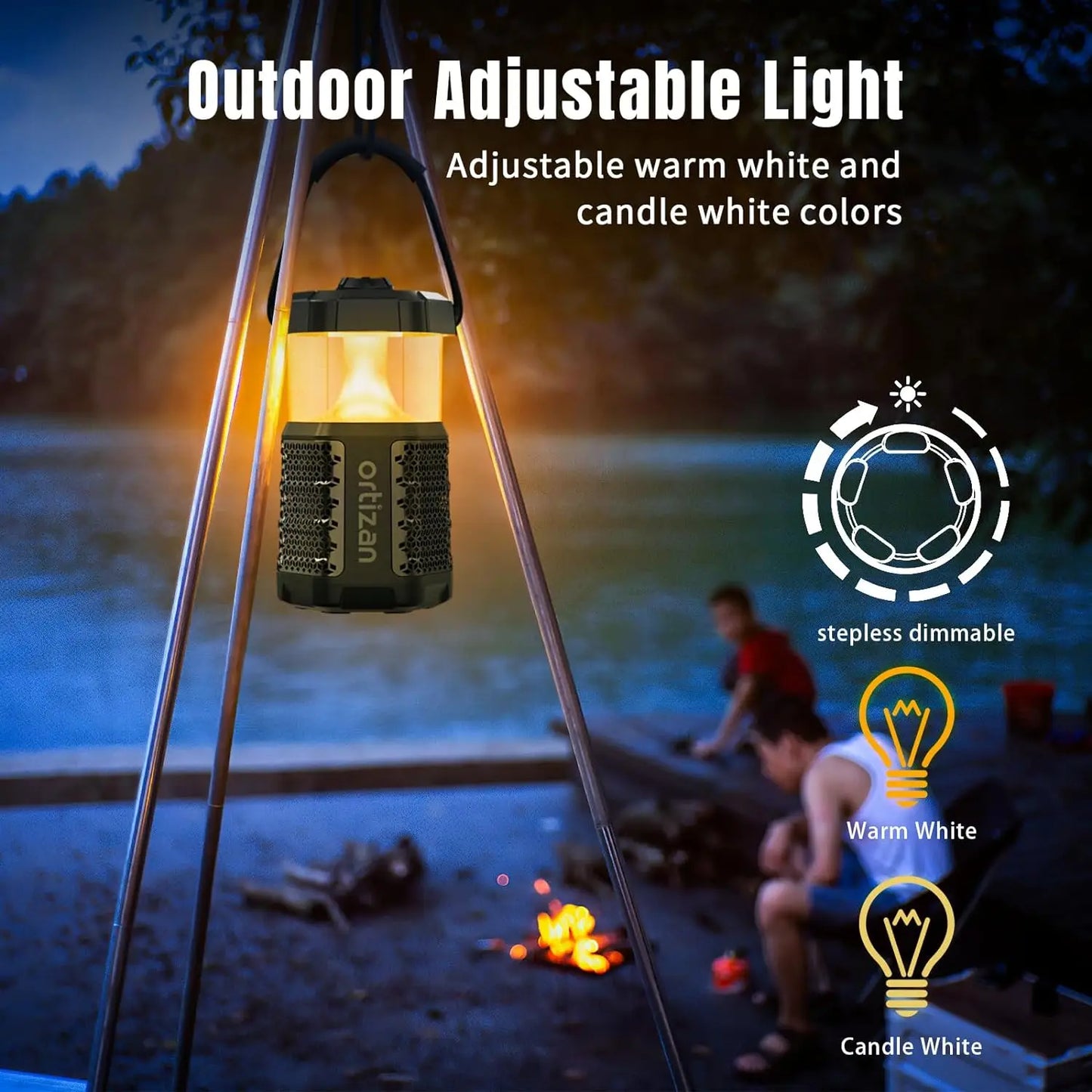 Ortizan Outdoor Bluetooth Speaker & Camping Lantaarn | IPX7 Waterdicht | LED Verlichting | 30W Draadloze Speaker