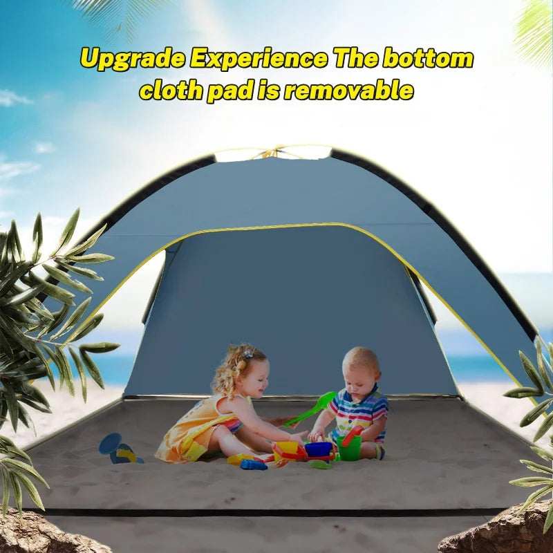 Snel Opvouwbare Strandtent – Automatische Zonnescherm Tent voor Camping & Outdoor (3-4 Personen)