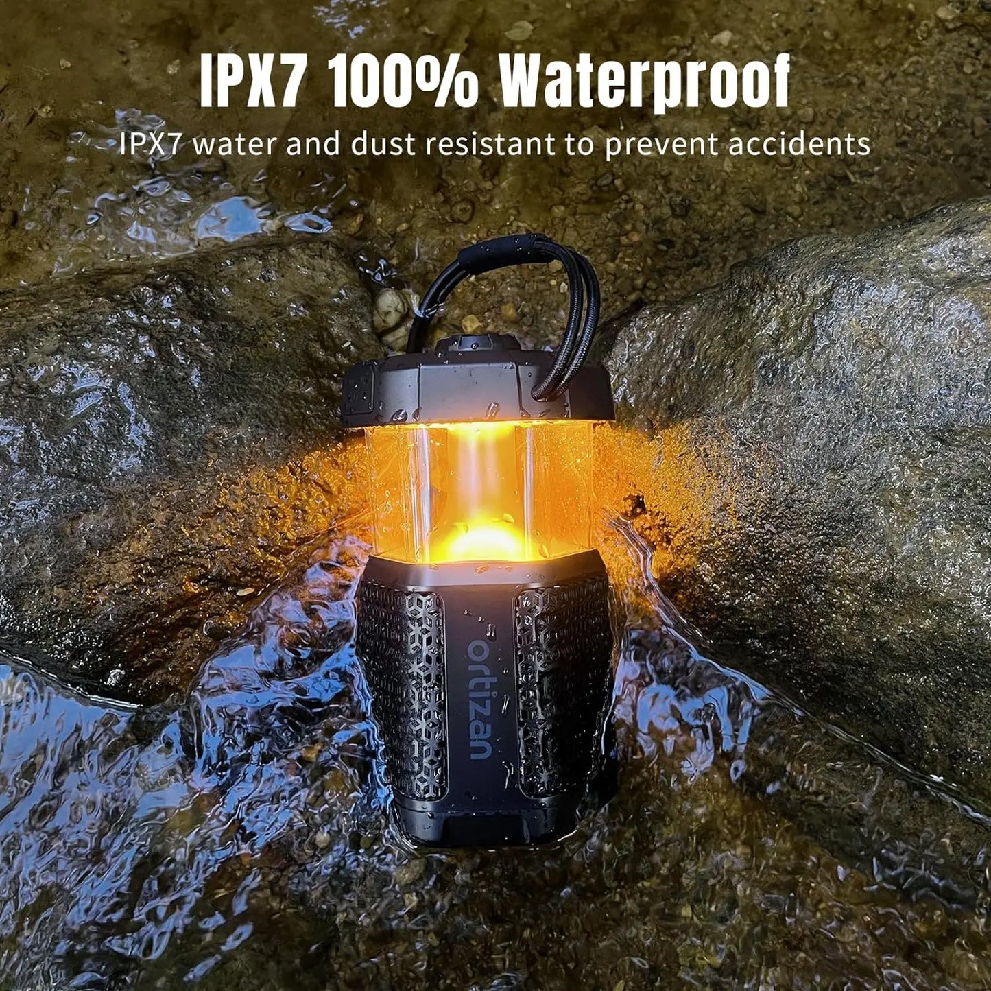 Ortizan Outdoor Bluetooth Speaker & Camping Lantaarn | IPX7 Waterdicht | LED Verlichting | 30W Draadloze Speaker
