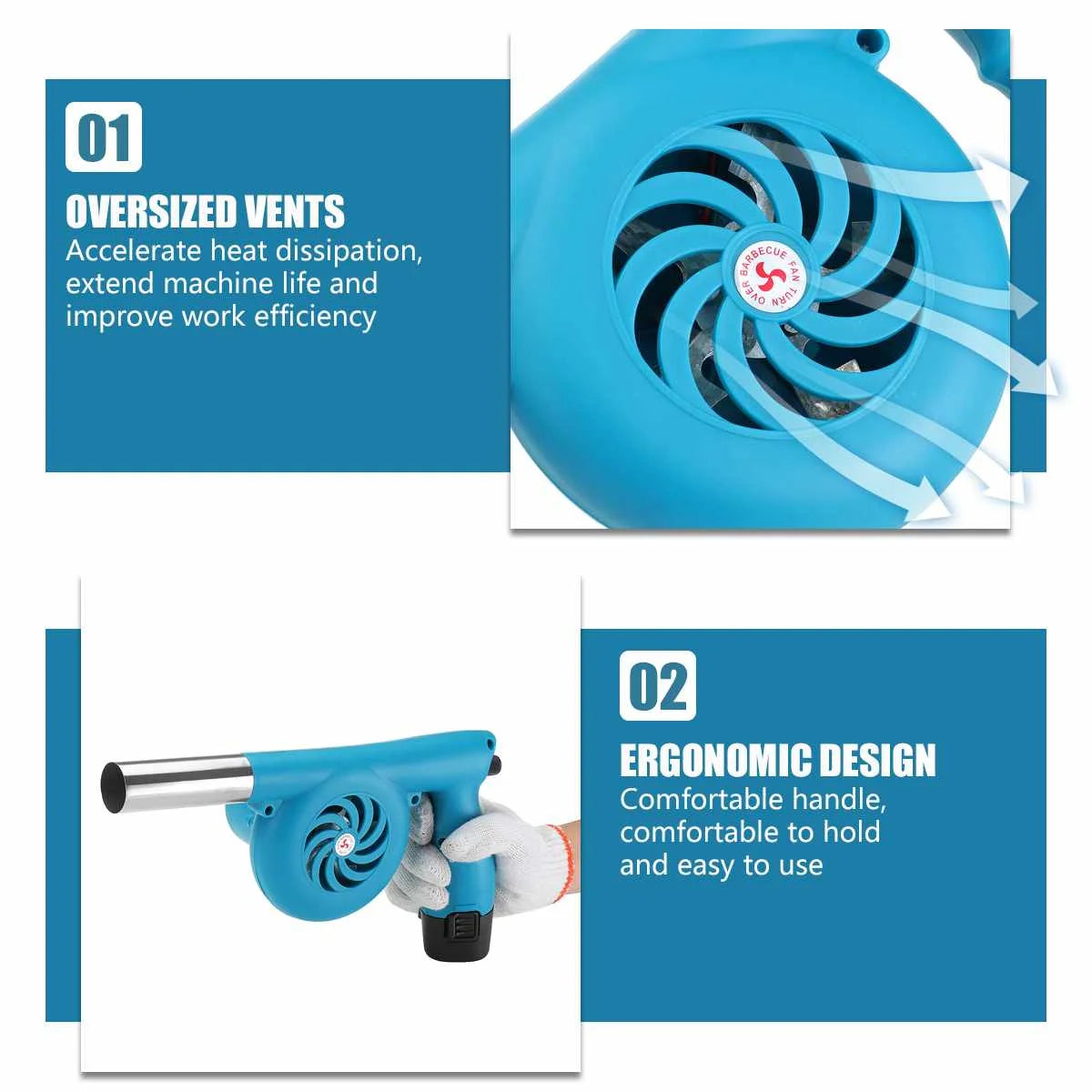 Draagbare Elektrische BBQ Ventilator | Handventilator voor Barbecue & Koken