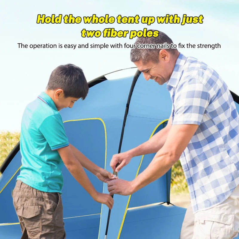 Snel Opvouwbare Strandtent – Automatische Zonnescherm Tent voor Camping & Outdoor (3-4 Personen)