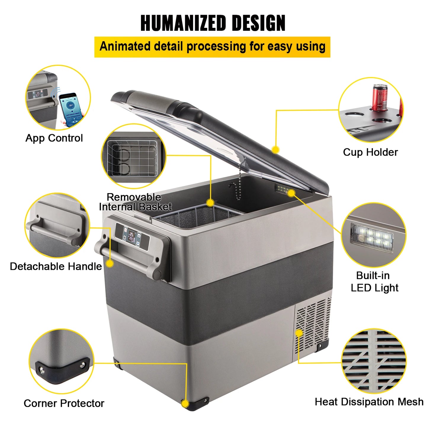 Draagbare Auto Koelbox - 20L/22L/35L/45L/55L | Mini Koelkast & Vriezer | 12/24V DC & 110-240V AC