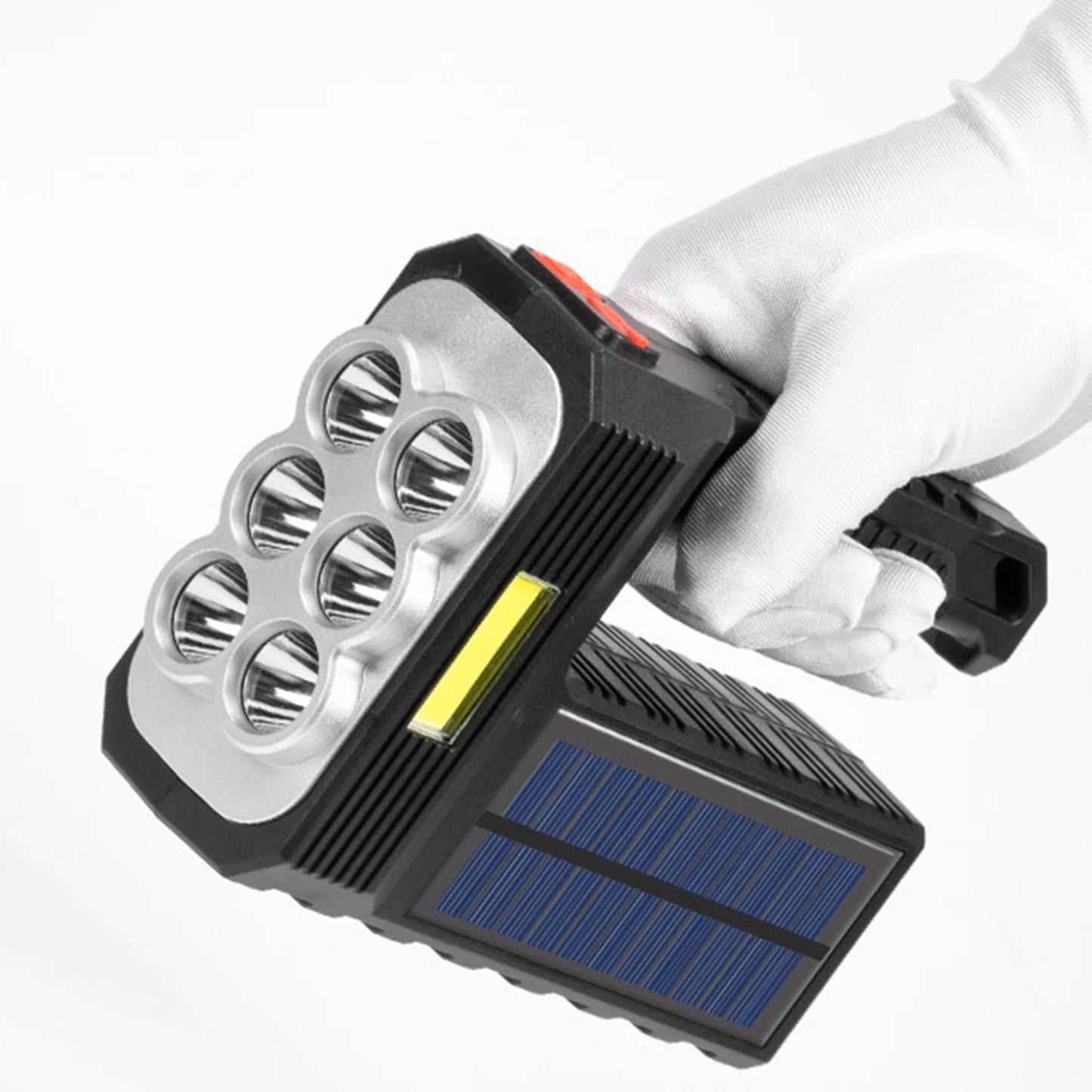 Krachtige LED Handheld Zaklamp | USB & Zonne-oplaadbaar | 8-Lens Spotlight