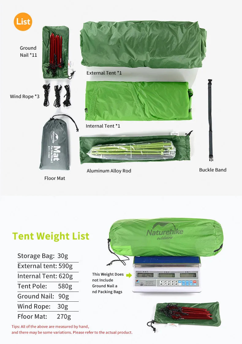 Naturehike Star River 2-Persoons Ultralichte Trekkingtent – 4-Seizoenen Waterdicht – 20D Silicone Nylon