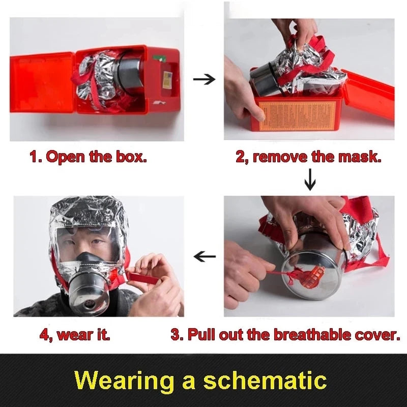 New Fire Emergency Escape Mask – 30 Minutes Protection Against Smoke and Dust, CE Certified