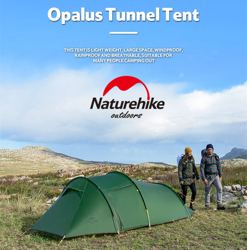 Naturehike Opalus 20D Tunnel Tent – 2-4 Persoons Ultralichte Waterdichte Campingtent