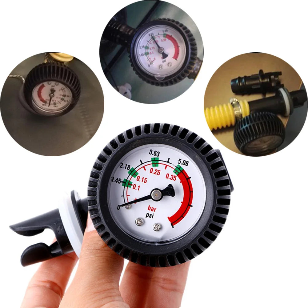 Kayak Boot Lucht Drukmeter - Rubber Dinghy Barometer met Handpomp, Verstelbaar tot 0.35 Bar voor Inflatable Boats