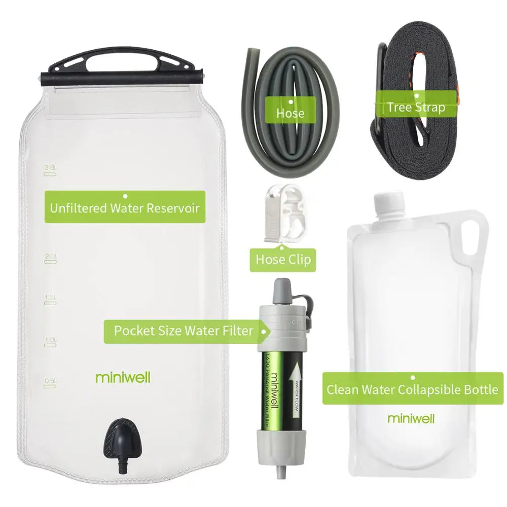 Outdoor Gravity Waterfilter – Ideaal voor Hiking, Camping & Survival