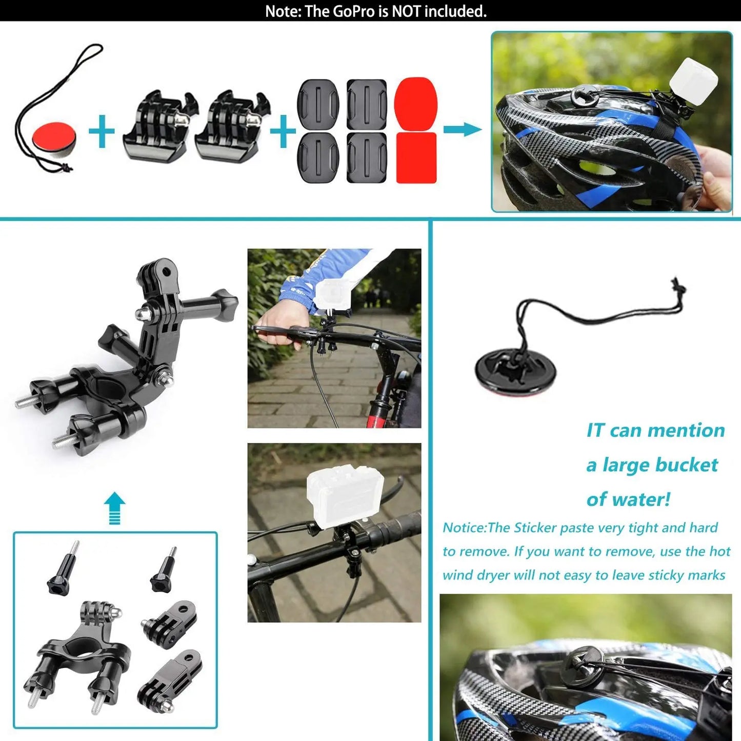 Zubehör-Set für Action-Kameras – geeignet für GoPro Hero 12/11/10, Xiaomi Yi, Insta360 X3/X4 – inklusive Gehäuse, Halterungen und Selfie-Stick