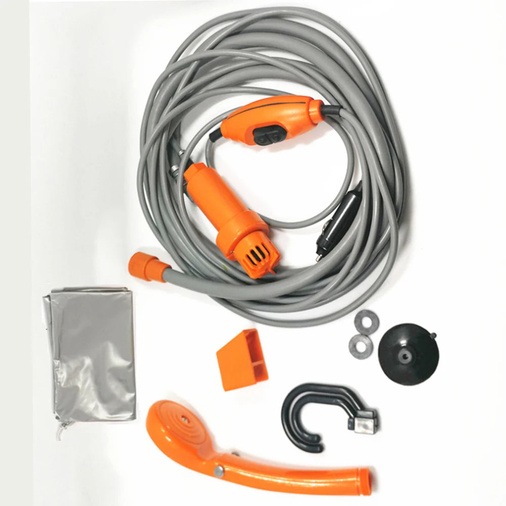 Draagbare Campingdouche 12V | Outdoor Reishanddoek met Auto Sigarettenaansteker, Voor Camping, Dierenbaden en Auto Reiniging