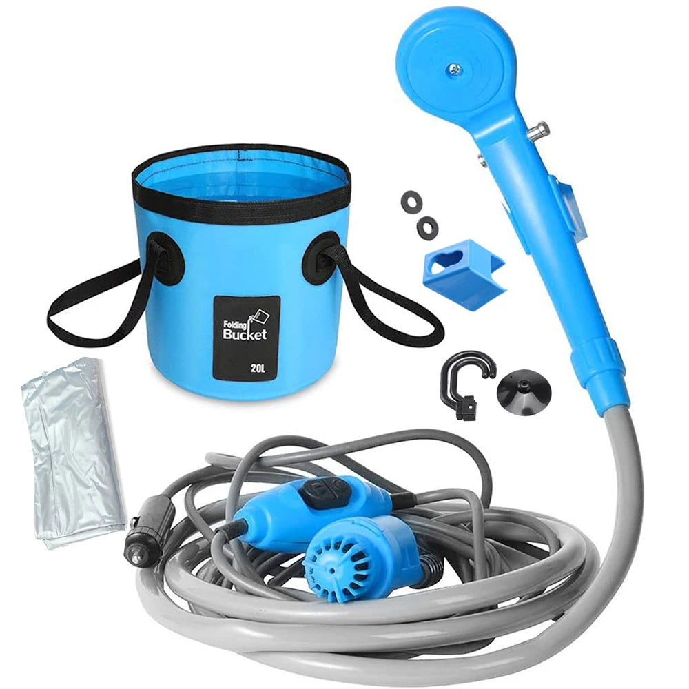 Draagbare Campingdouche 12V | Outdoor Reishanddoek met Auto Sigarettenaansteker, Voor Camping, Dierenbaden en Auto Reiniging