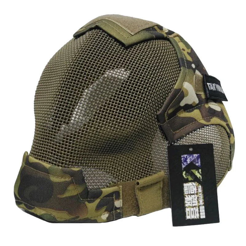 TAK YIYING Airsoft Full Face Mask – Stalen Mesh Beschermmasker voor Paintball & Jacht