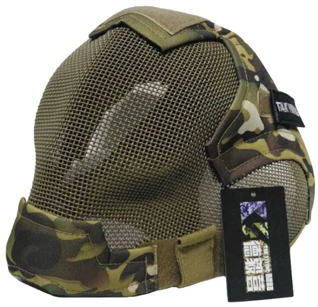 TAK YIYING Airsoft Full Face Mask – Stalen Mesh Beschermmasker voor Paintball & Jacht