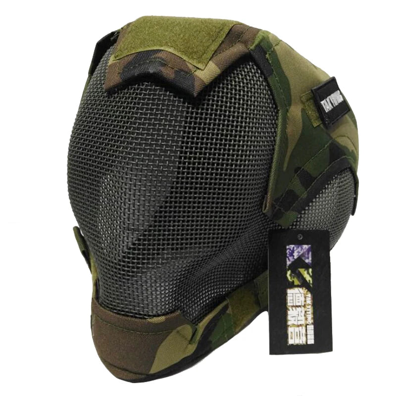 TAK YIYING Airsoft Full Face Mask – Stalen Mesh Beschermmasker voor Paintball & Jacht