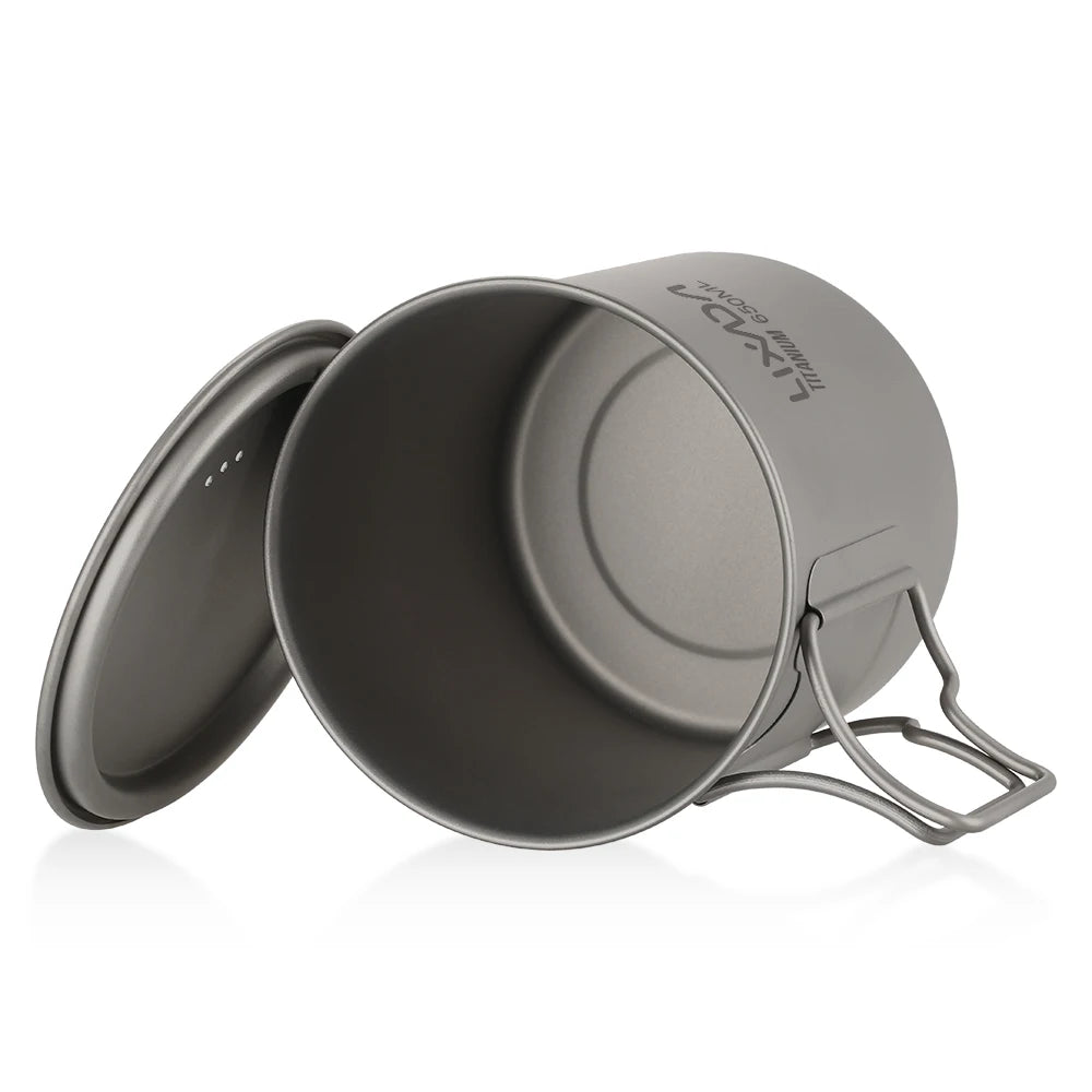 Lixada Ultralight Titanium Camping Mug with Foldable Handle (300-650ml)