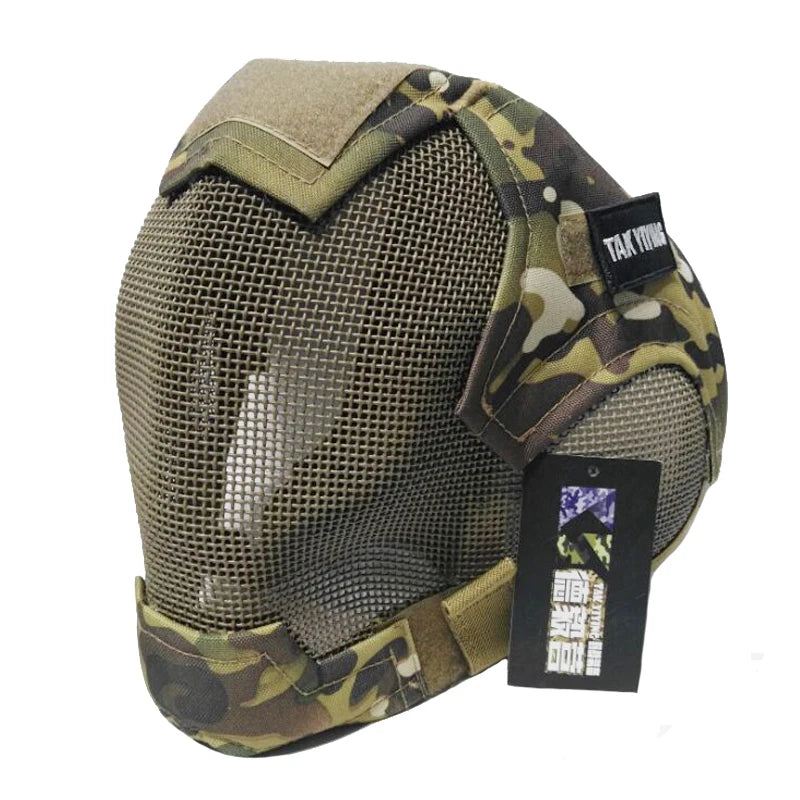 TAK YIYING Airsoft Full Face Mask – Stalen Mesh Beschermmasker voor Paintball & Jacht