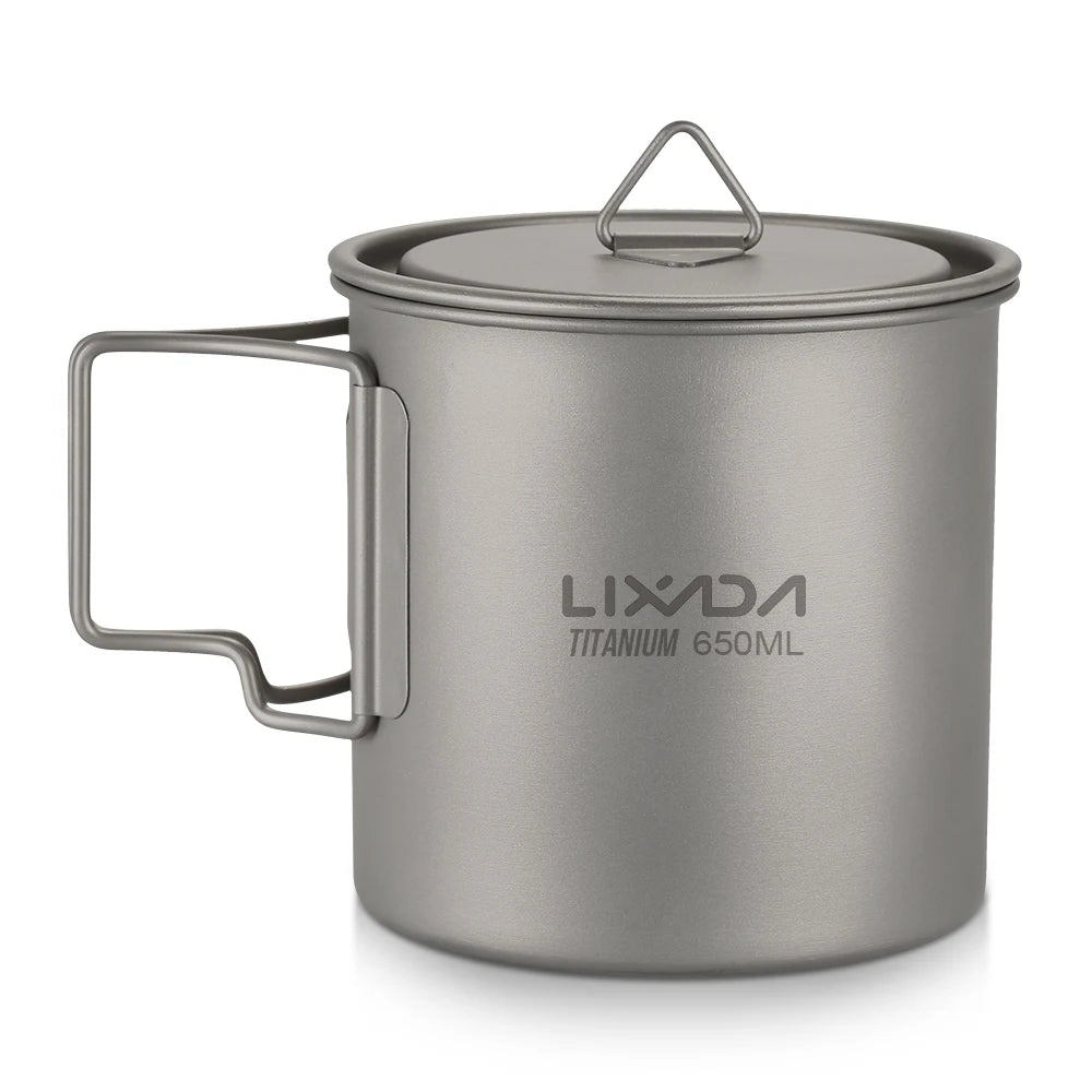 Lixada Ultralight Titanium Camping Mug with Foldable Handle (300-650ml)