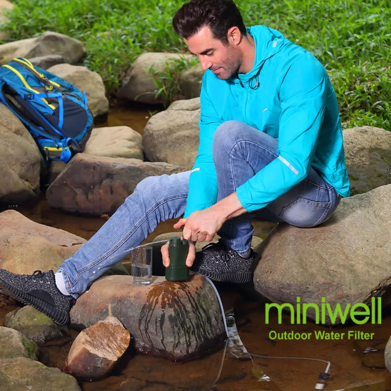 Draagbaar Waterfilter voor Camping, Hiking & Noodgevallen – 3-laags Filtratiesysteem
