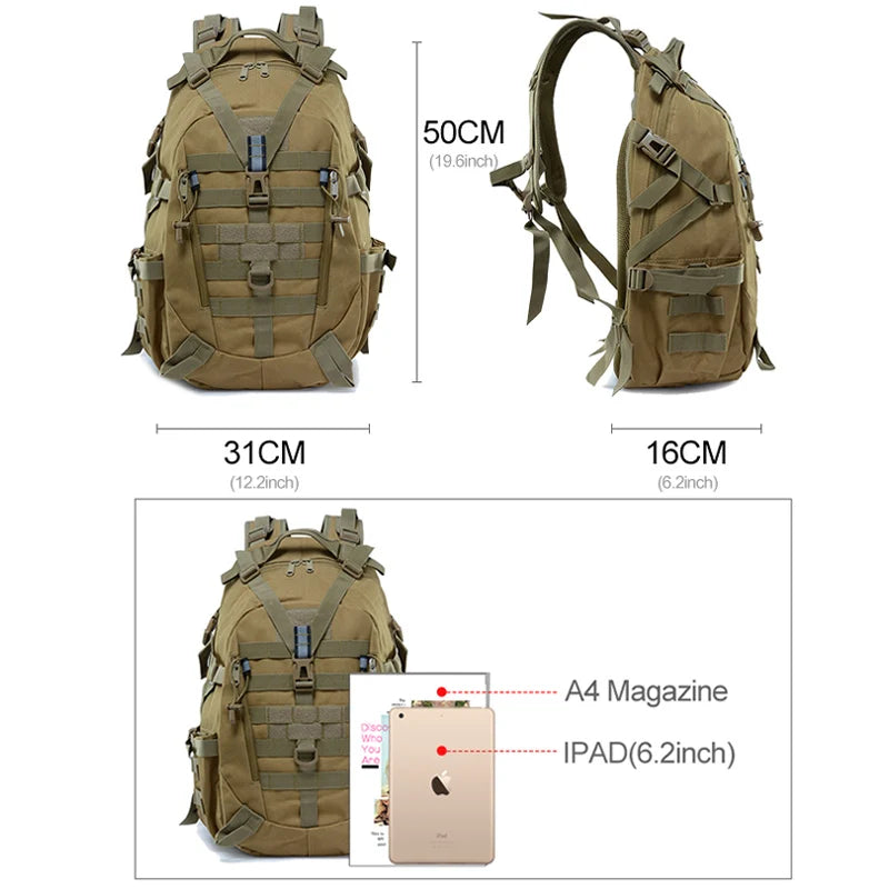 40L Tactische Rugzak met Molle โ Outdoor Reistas voor Heren | Hiking, Kamperen & Vissen