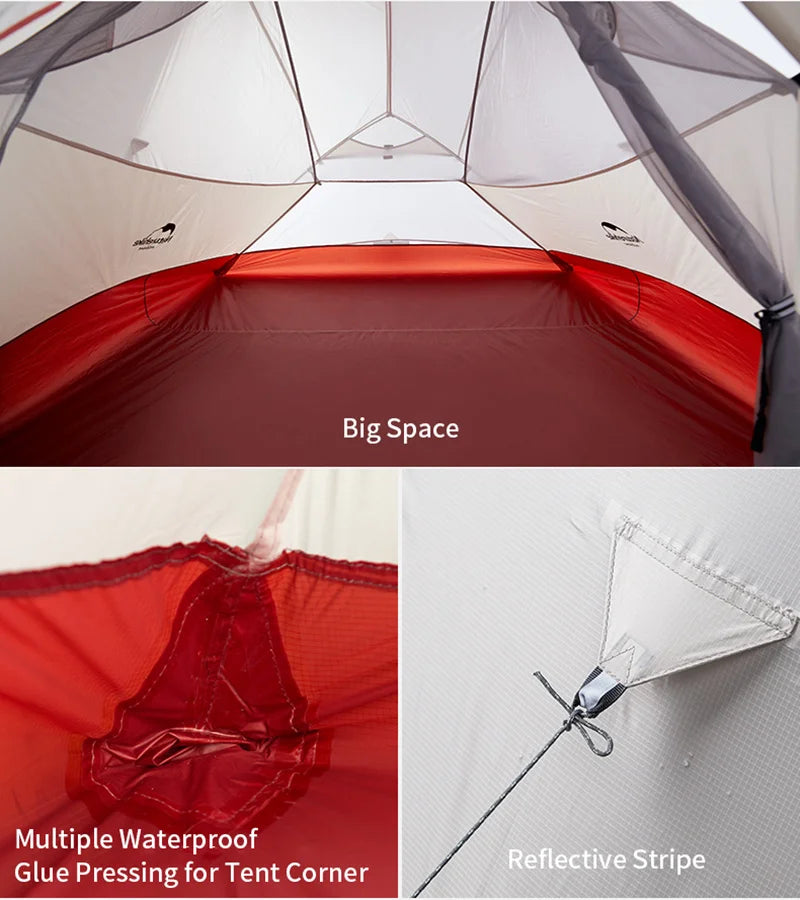 CloudUp 3-Persoons Ultralight Camping Tent – 20D Silicone, Dubbele Laag & Aluminium Frame