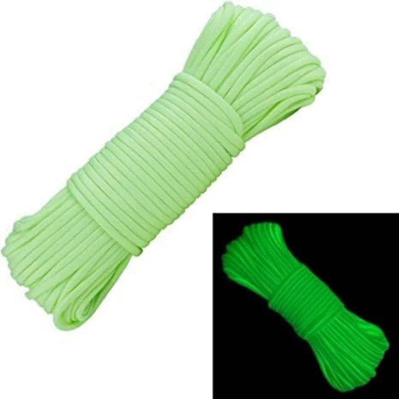 Luminous Paracord - 9 Strands 4mm Nylon 550lb Tent Cord - Glow in the Dark Outdoor Rope for Camping & Survival