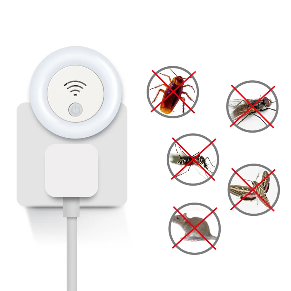 Plug-in Ultrasonic Pest Repellent & Nachtlamp, Elektronische Mosquito, Muizen en Insecten Repeller met Frequentieverandering, Veilig en Stil