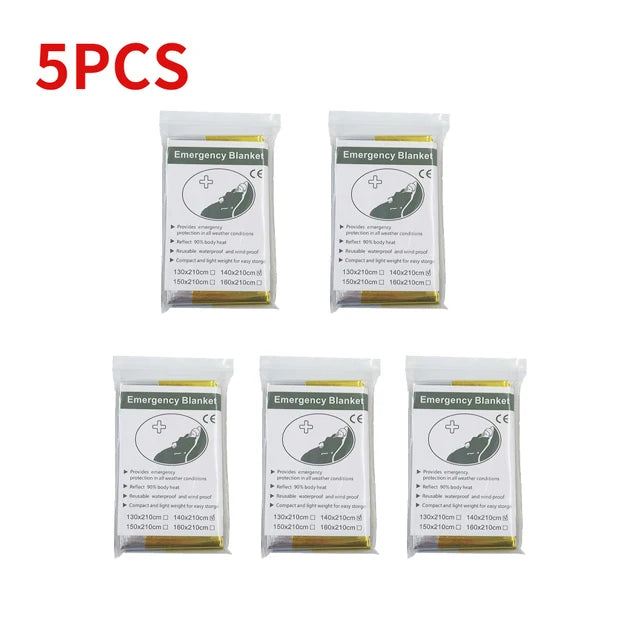 5–30 Stück Outdoor-Notfalldecke – wasserdichte Gold/Silber-Isolierdecke für Erste Hilfe, Überleben und Rettung