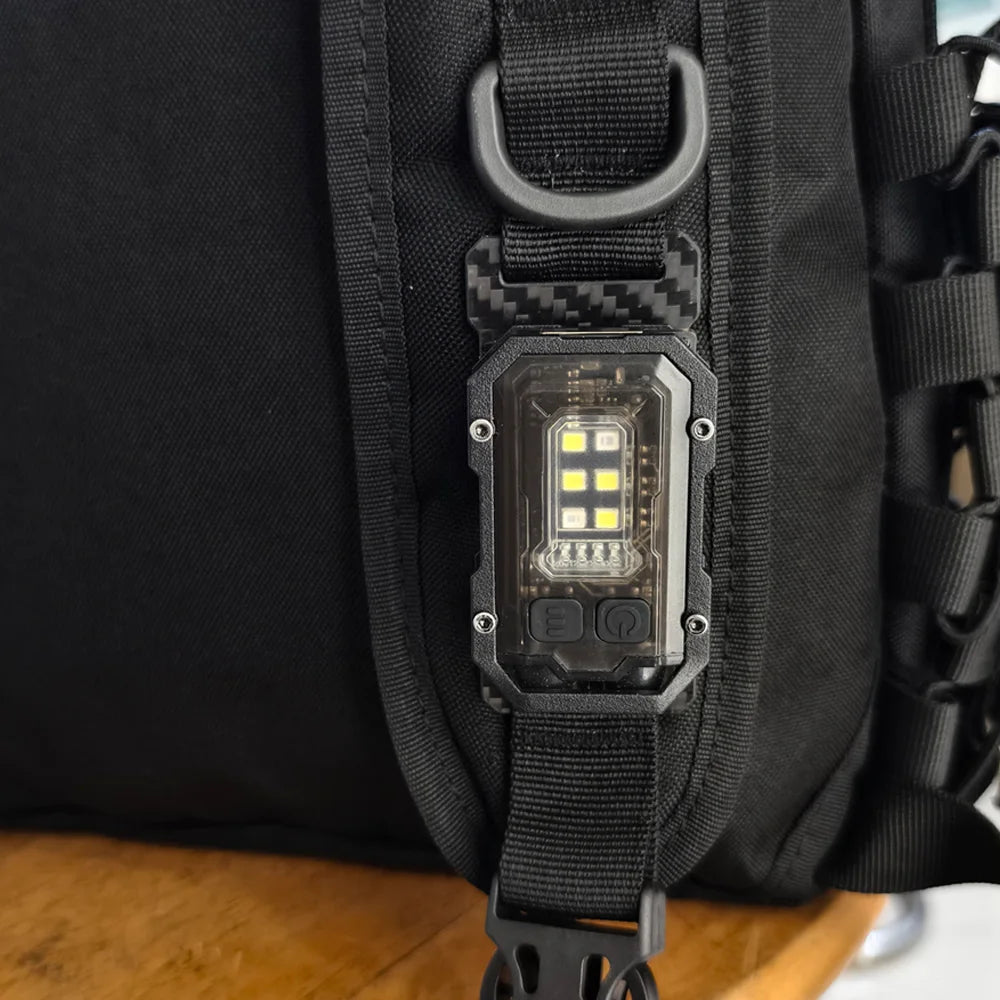 Taktische Taschenlampe EDC – wiederaufladbare Mini-USB-Sicherheitslampe mit Haken- und Schlaufenplatte für Rucksack, Helm oder Weste