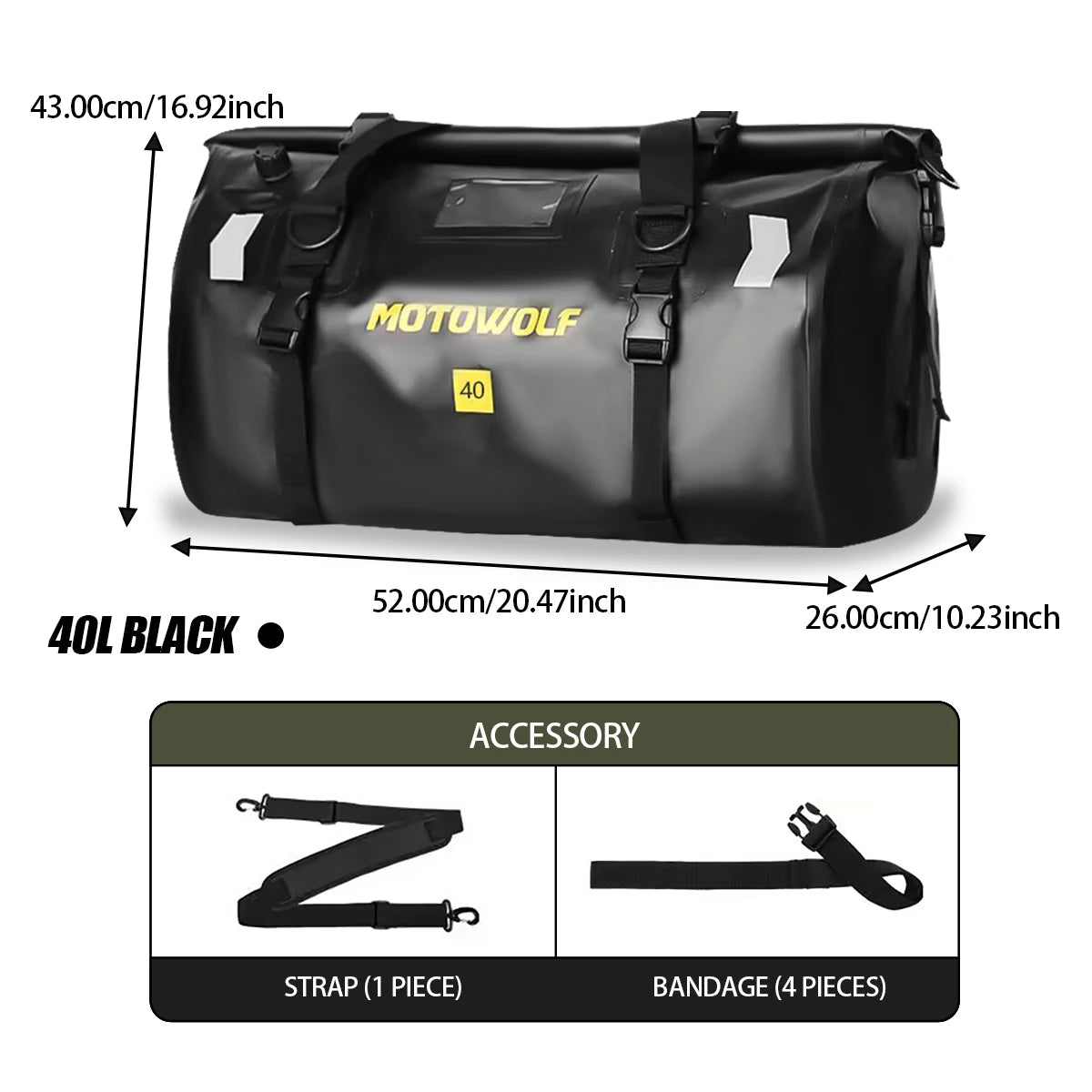 Universele Waterdichte Motor Achtertas - 40L/66L Fiets, Scooter en Camping Bagage, Multifunctionele Luggage Pack met Reflecterende Strips