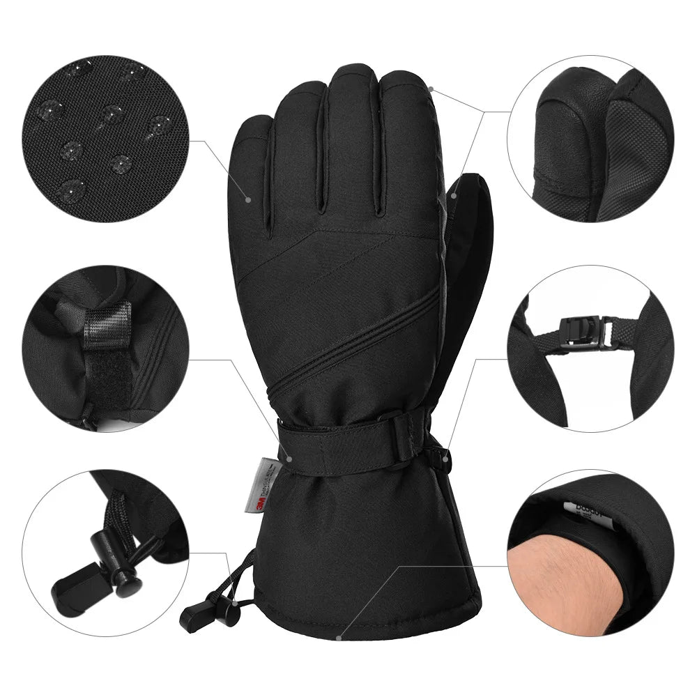 Wasserdichte Ski- und Snowboardhandschuhe mit Touchscreen – 3M Thinsulate Winterhandschuhe für Motorrad und Wintersport