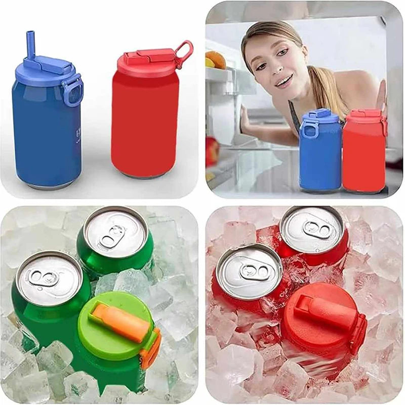 2-Color Silicone Can Lids with Straws – BPA Free, Reusable Accessories for Soda, Beer and Juice Cans