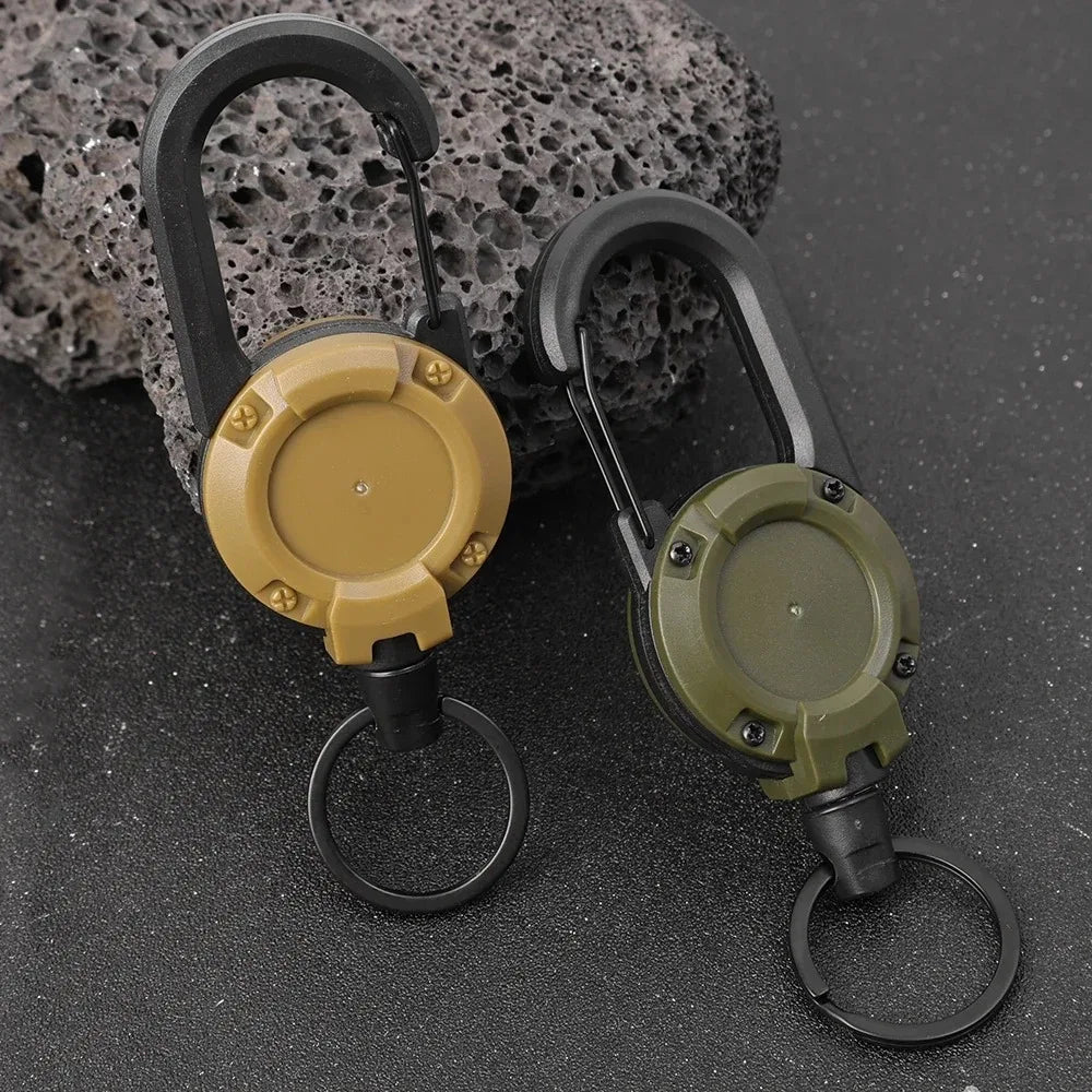 Retractable Heavy Duty Carabiner Keychain – Strong Steel Cable – Outdoor Sporty Keychain Tool