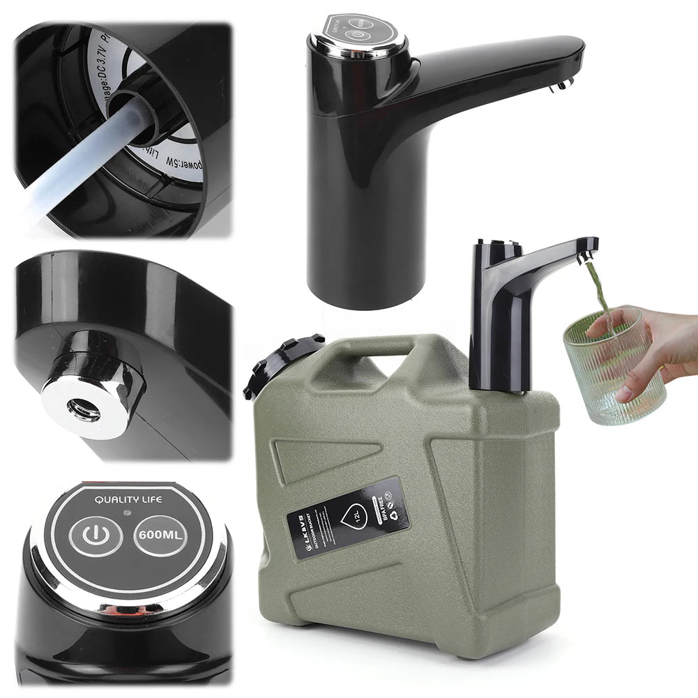 11L Outdoor Water Tank – Grote Capaciteit Camping Waterbak met Kraan en USB Oplaadbare Elektrische Waterpomp