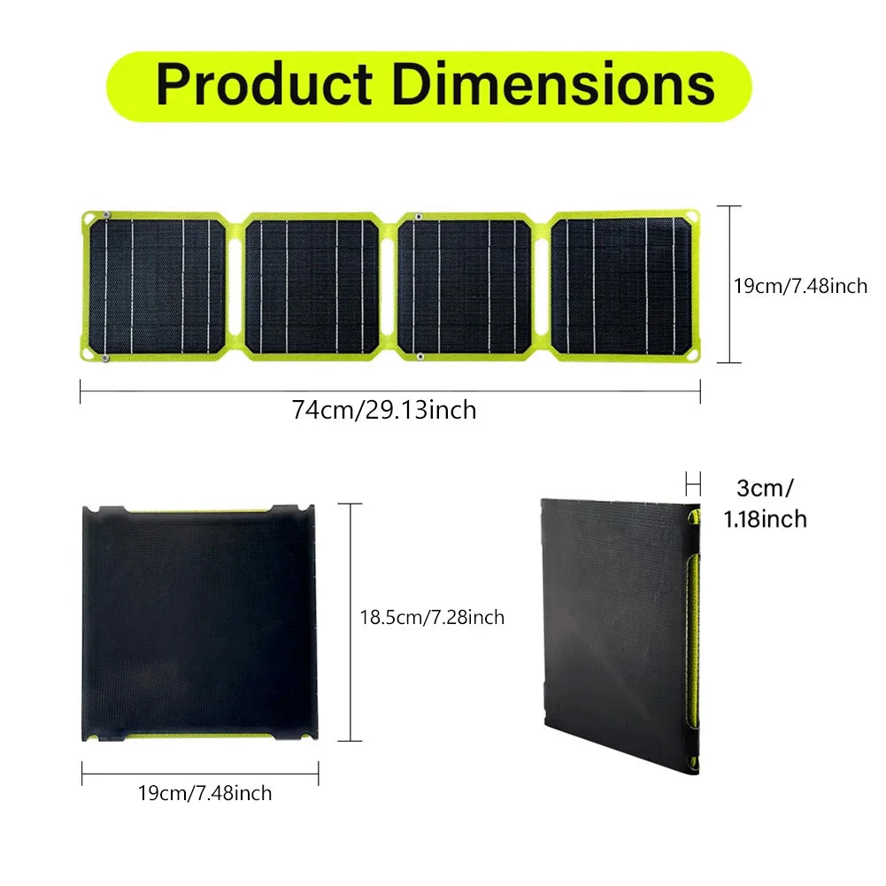 40W Opvouwbaar Zonnepaneel | USB + PD QC 3.0 | Draagbare Oplader voor Telefoon & Powerbank
