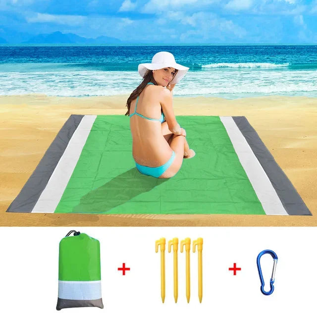 Oversized Beach Towel Mat, Sand-Free en Waterdichte Strandmat, Winddichte Picnic Deken met 4 Haringen voor Buiten en Kamperen