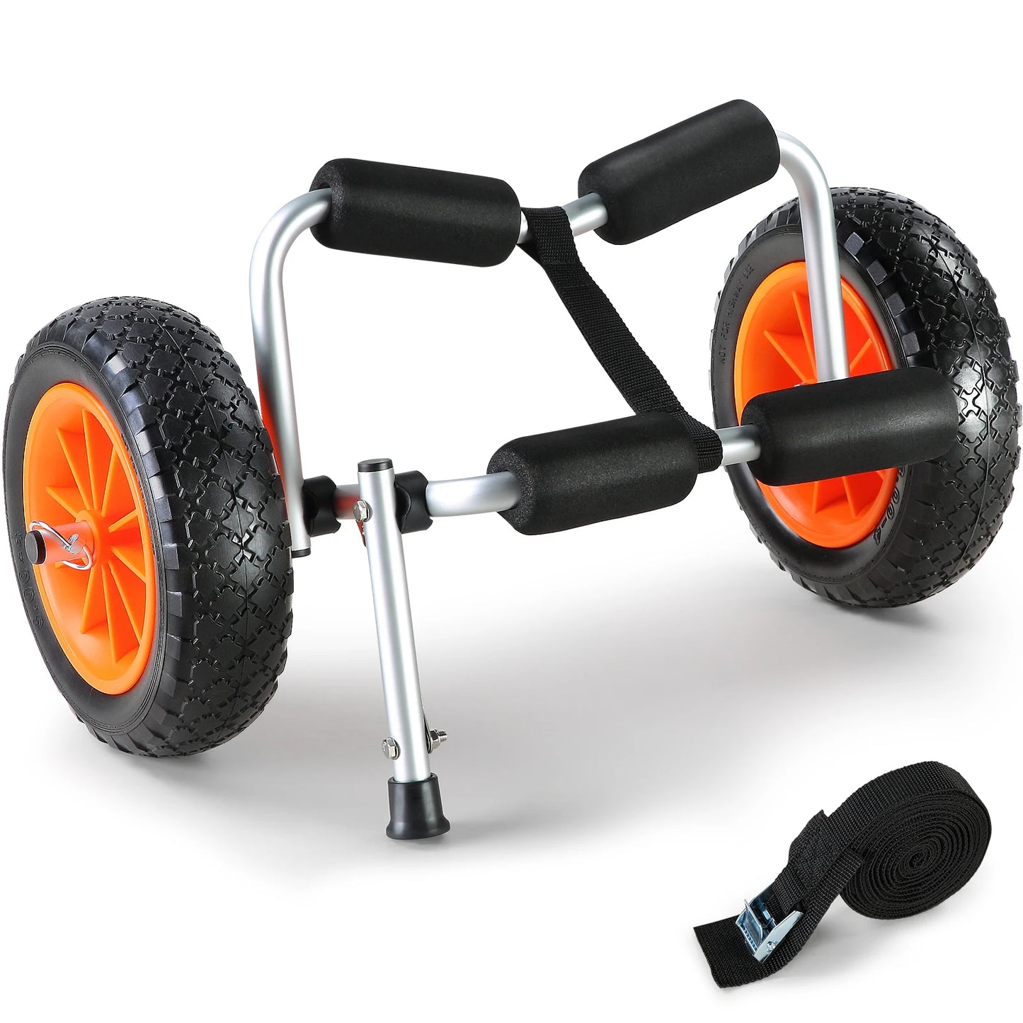 Kayak Cart 250 lbs - Vouwbare Canoe Trolley met 10'' Wielen en Steunvoet voor Paddleboards, Vlotmatten en Jon Boats