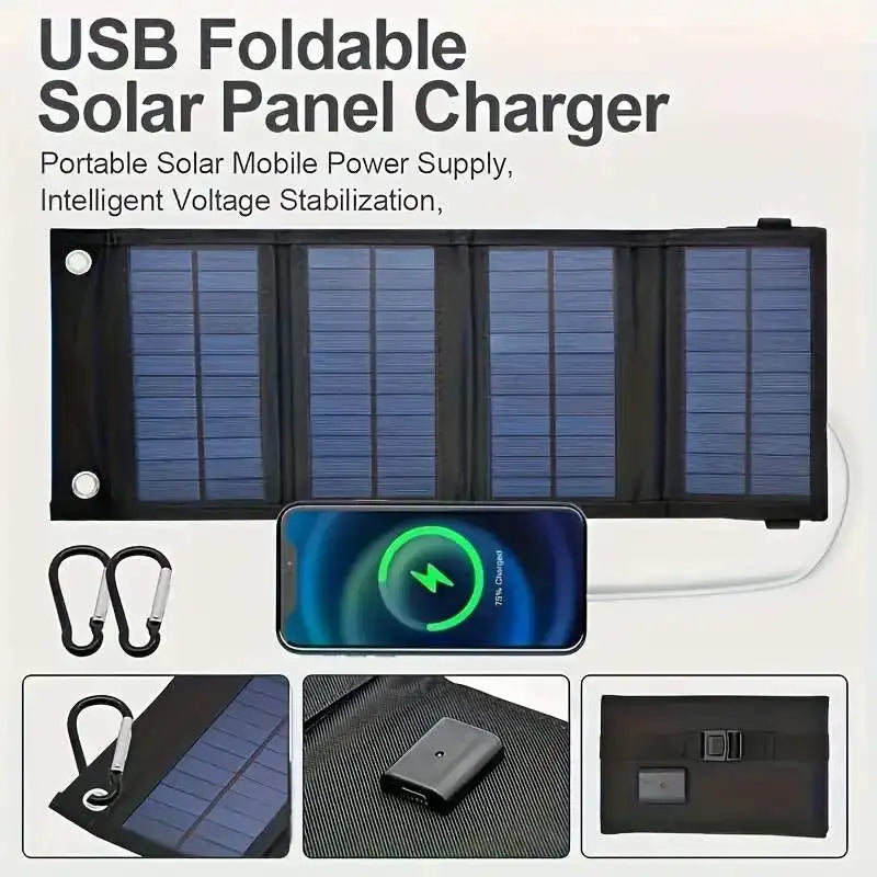 Draagbare USB Vouwbare Zonnepaneel - Vouwbare Zonnepanelen voor Reizen, Opladen van Mobiele Telefoon, Zaklamp en Ventilator