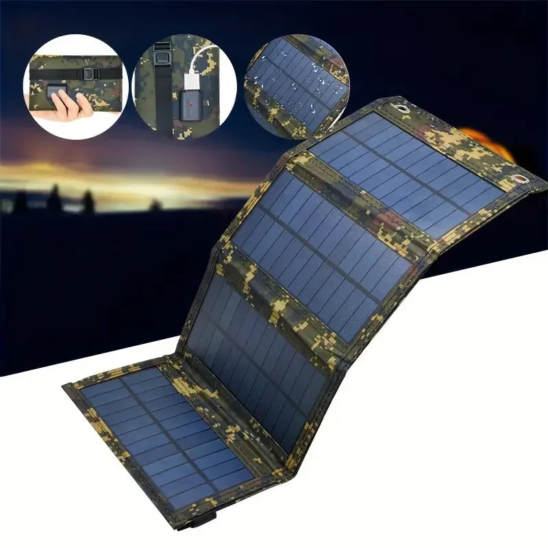 Draagbare USB Vouwbare Zonnepaneel - Vouwbare Zonnepanelen voor Reizen, Opladen van Mobiele Telefoon, Zaklamp en Ventilator