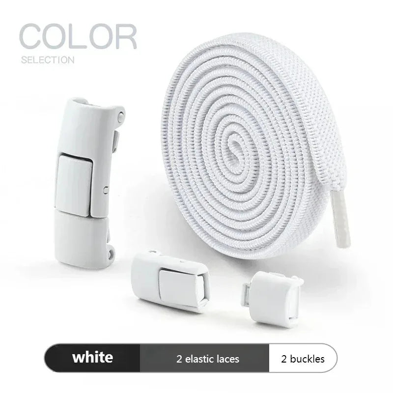 8 mm elastische Schnürsenkel zum Binden – flache Schnürsenkel mit Druckknopfverschluss für Turnschuhe und Freizeitschuhe