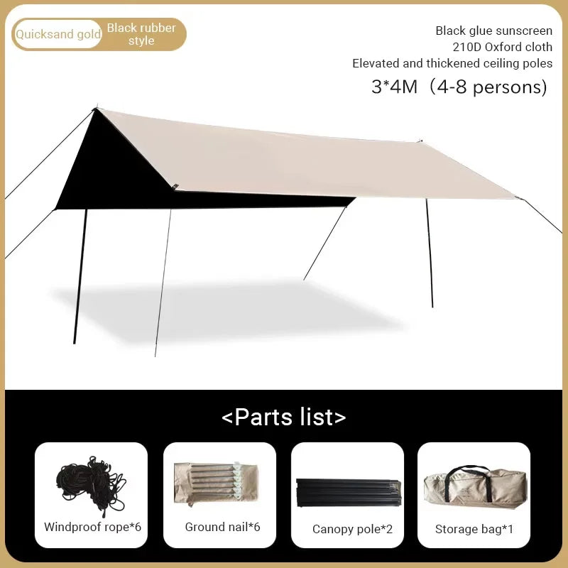 Camping Tarp – Zonnescherm & Regenbescherming voor 2-12 Personen