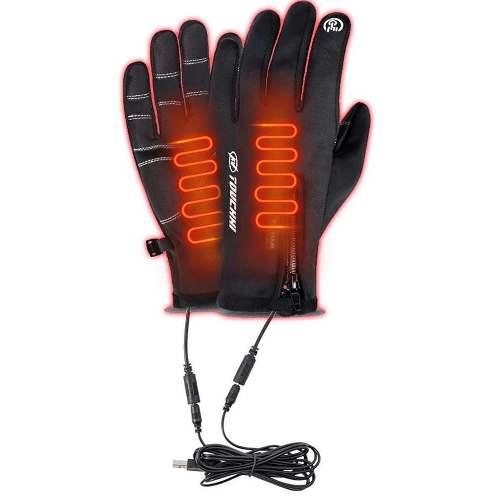 USB Touchscreen Gloves - Electric Heated Winter Gloves, Windproof and Water-Repellent, Perfect for Cycling, Skiing, Driving and Hiking