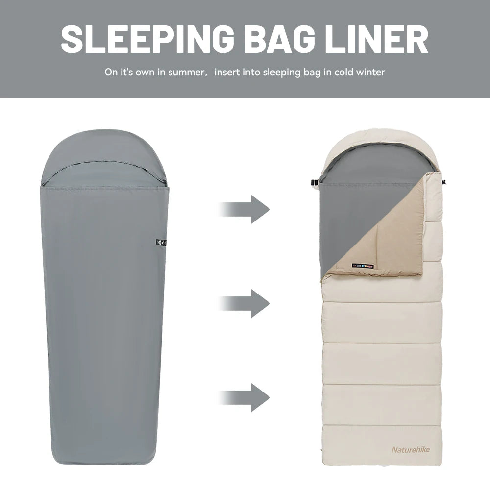 Camping Slaapzak Liner - Ultralichte Mummy Slaapzak Liner, Draagbare Single Slaapzak Liner, Grijze Nylon Slaapzak Binnenvoering