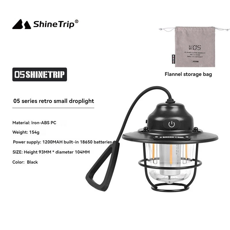 Outdoor Retro Smalldroplight | USB Oplaadbare LED Camping Hanglamp voor Sfeer en Tentverlichting