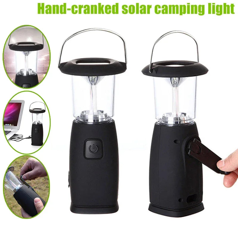 6 LED Solar- en Dynamo-aangedreven Campinglamp - Draagbare Outdoor Lantaarn voor Kamperen en Survival
