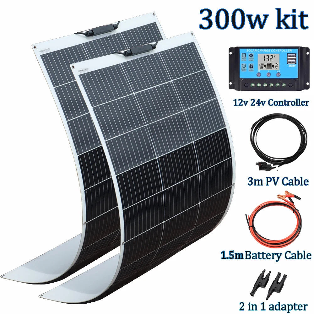 Flexibel Zonnepaneel 12V – 100W/120W/200W/240W/300W Monokristallijn – Ideaal voor Camper, Boot & Balkon