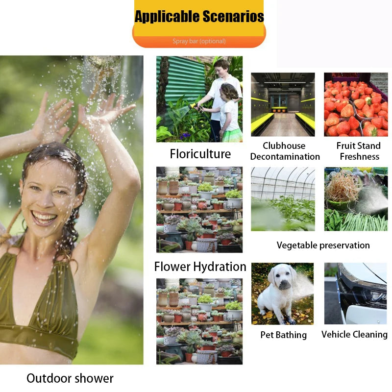 4/8L Draagbare Campingdouche | Outdoor Douche met 3m Slang voor Reizen, Hiking en Meerdere Functies