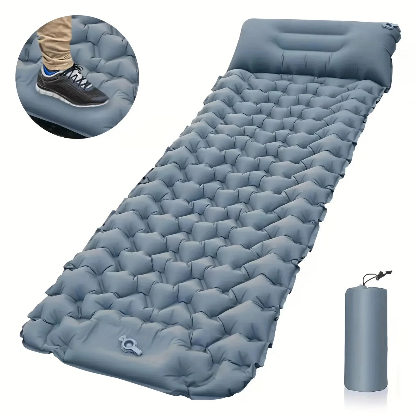 Aufblasbare Campingmatratze mit Kissen – ultraleichte, wasserdichte Schlafmatte für Outdoor-Aktivitäten