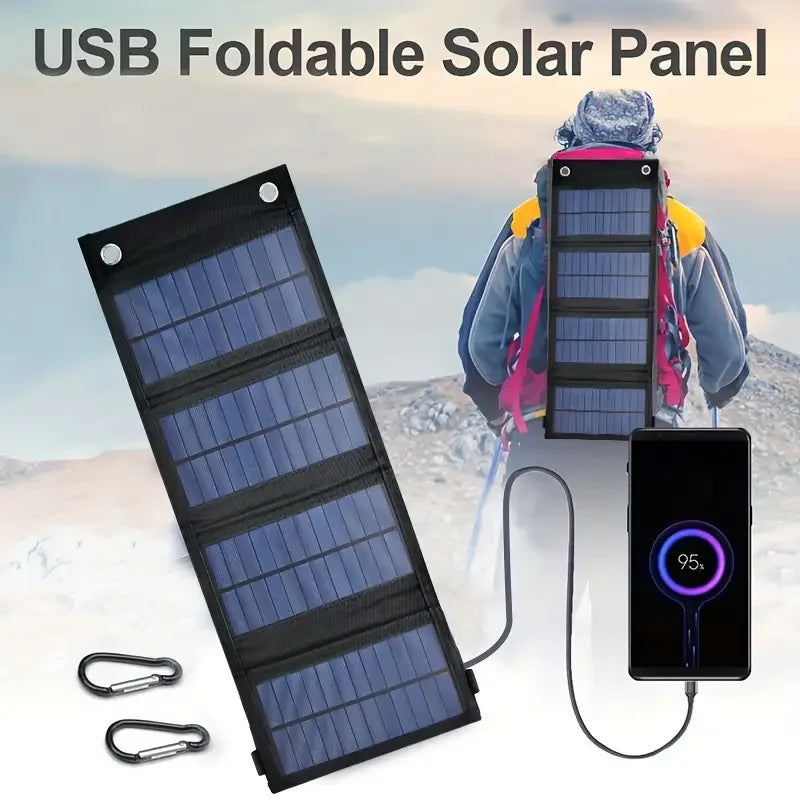 Draagbare USB Vouwbare Zonnepaneel - Vouwbare Zonnepanelen voor Reizen, Opladen van Mobiele Telefoon, Zaklamp en Ventilator