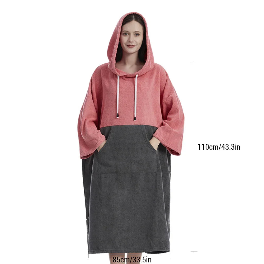 Quick-Dry Badjas Poncho - Surfponcho met Kap, Winddicht en Warm voor Stranden, Zwemmen en Duiken